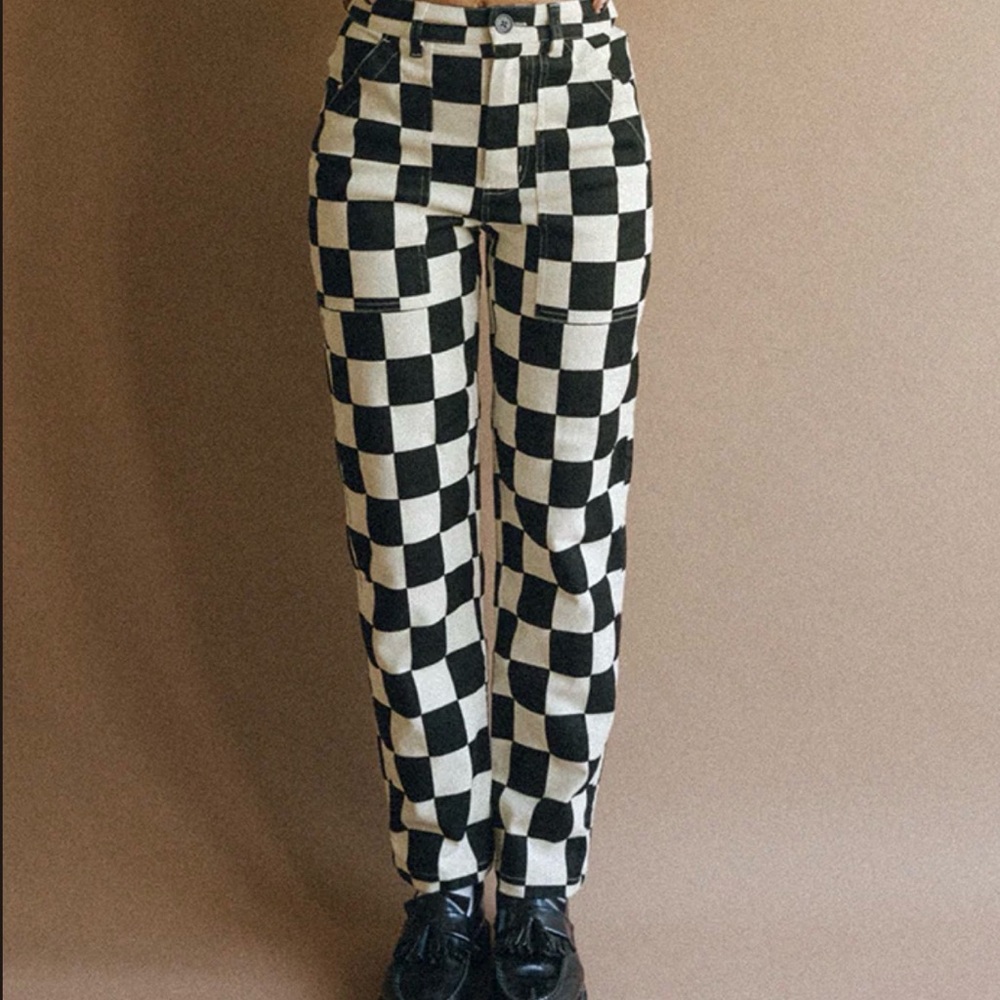 P&co 304 service fatigue pants (updated) Black & White Checkerboard Ankle Pants